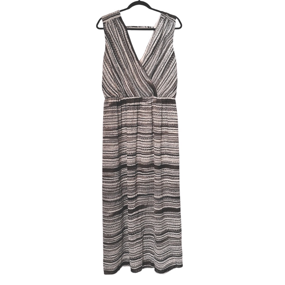 APT. 9 black/gray/white sleeveless criss cross chest bloussant top maxi dress L